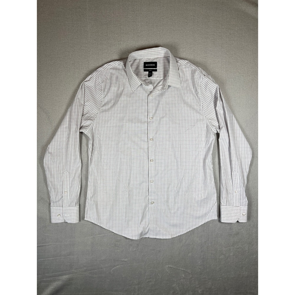 Bonobos Slim‎ Fit Mens XL Performance Shirt Grid Check White